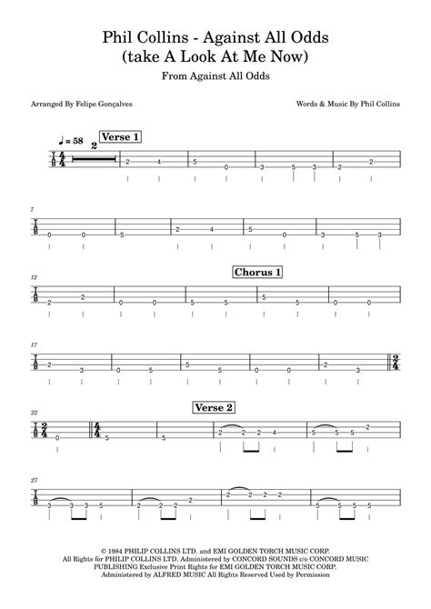 Against All Odds Bass Tabs .